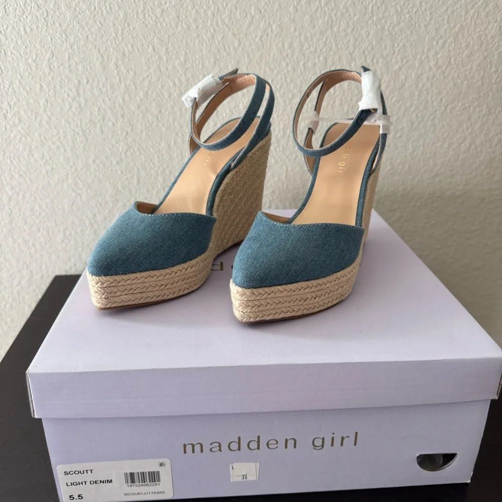 Madden Girl Teal Espadrille Platform Wedges